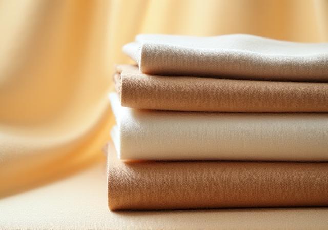 Rotoli di pregiato cashmere in toni terra e crema